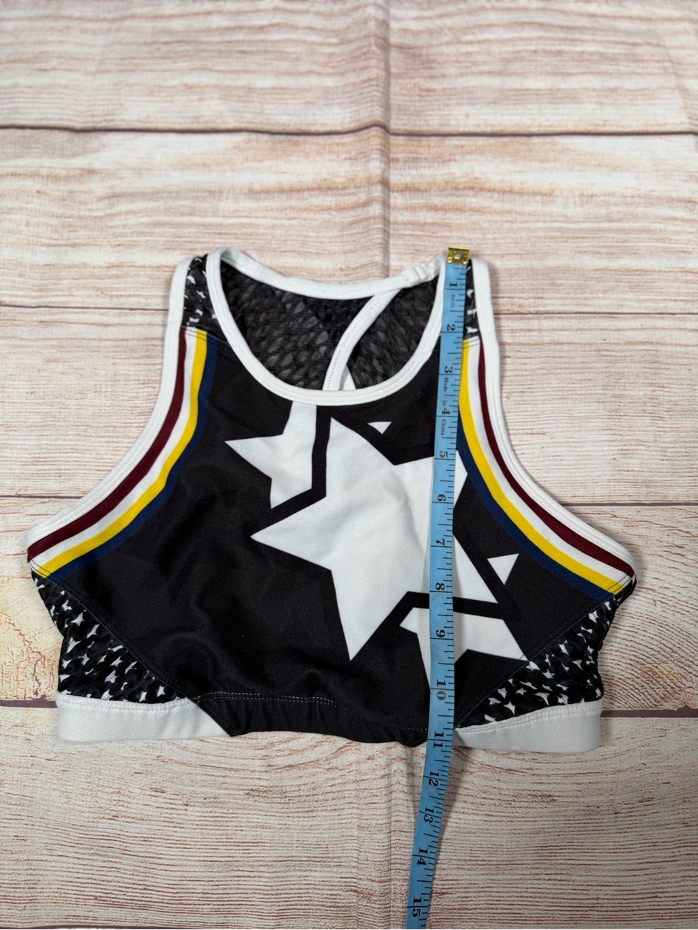 WITH Black Star-Print Sports Bra with Accent Stripes - Picture 3 of 7